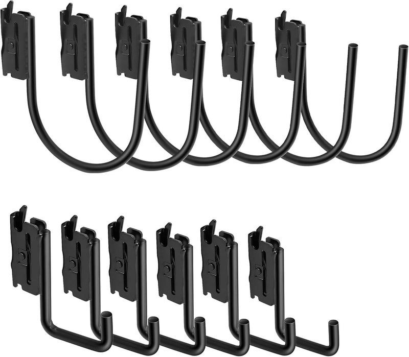 SALUINOKI 12 Pack E-Track J Hooks Heavy Duty Black, E-Track Hangers, E Track Accessories for Enclosed Trailer, Semi Truck Trailer, Cargo Van - Image 1